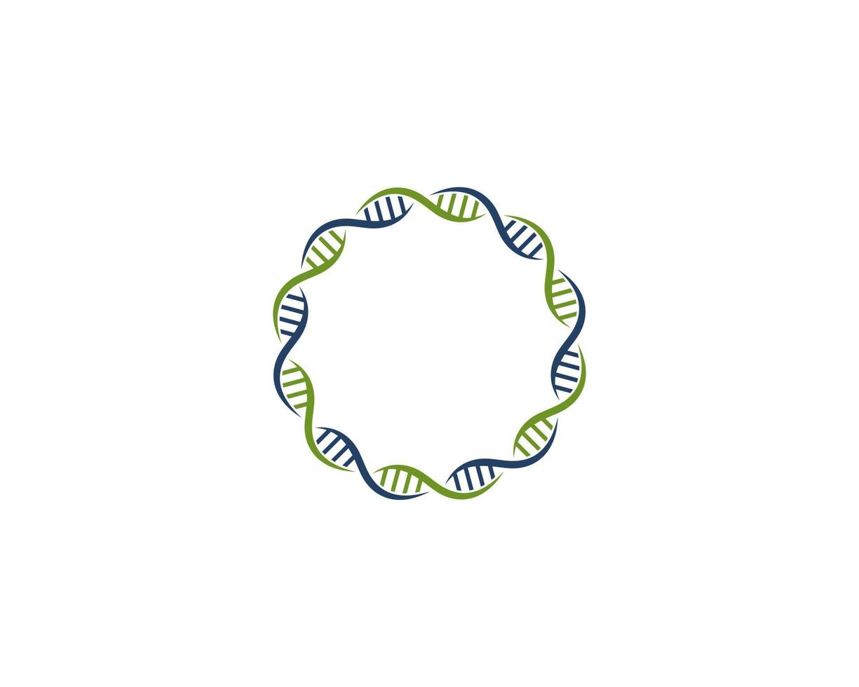 kreisförmige dna-helix mit kreisförmigem logo vektor