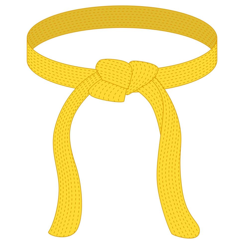Karate-Gürtel gelbe Farbe isoliert auf weißem Hintergrund. Designikone der japanischen Kampfkunst im flachen Stil. vektor