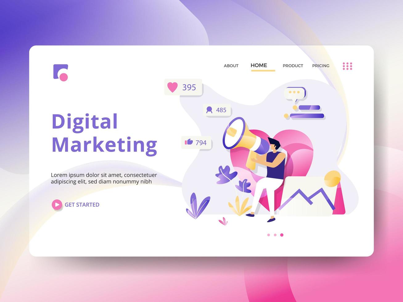 Landing Page für digitales Marketing vektor