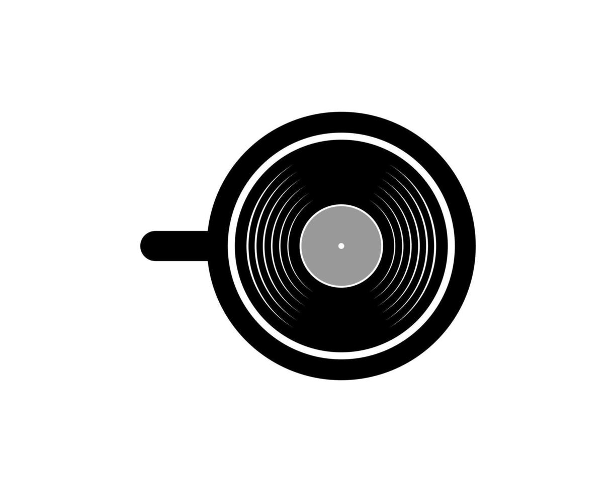 einfache tasse kaffee mit schwarzer vinylmusik im inneren vektor
