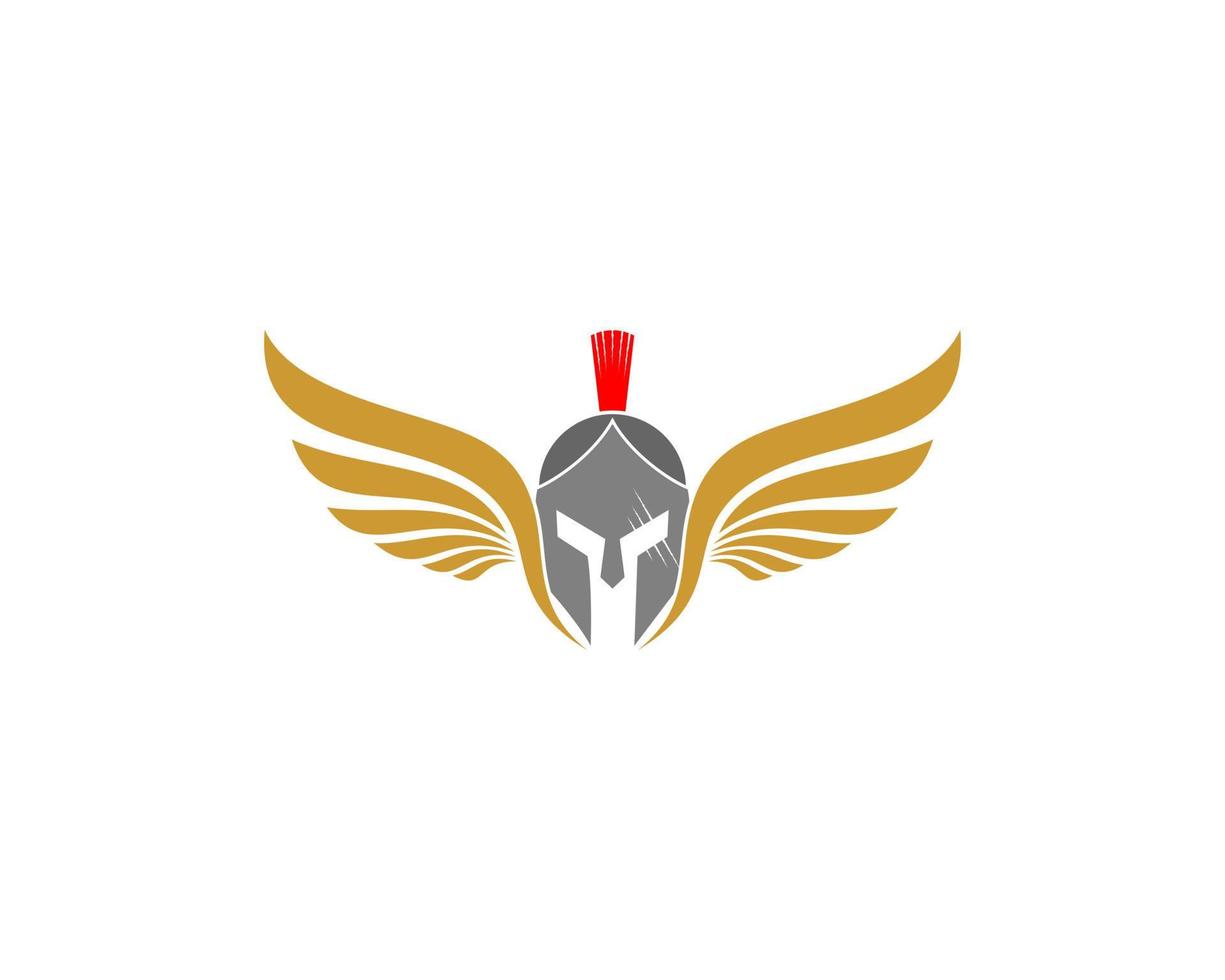 spartanischer Helm mit goldenen Flügeln an der Seite vektor