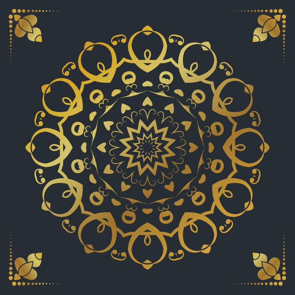 lyx dekorativ mandala design bakgrund i guldfärg vektor