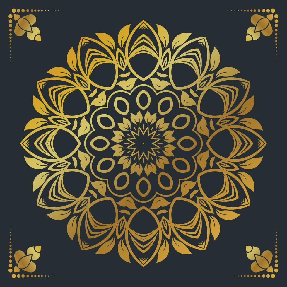 Luxus Zier Mandala Design Hintergrund in Goldfarbe vektor