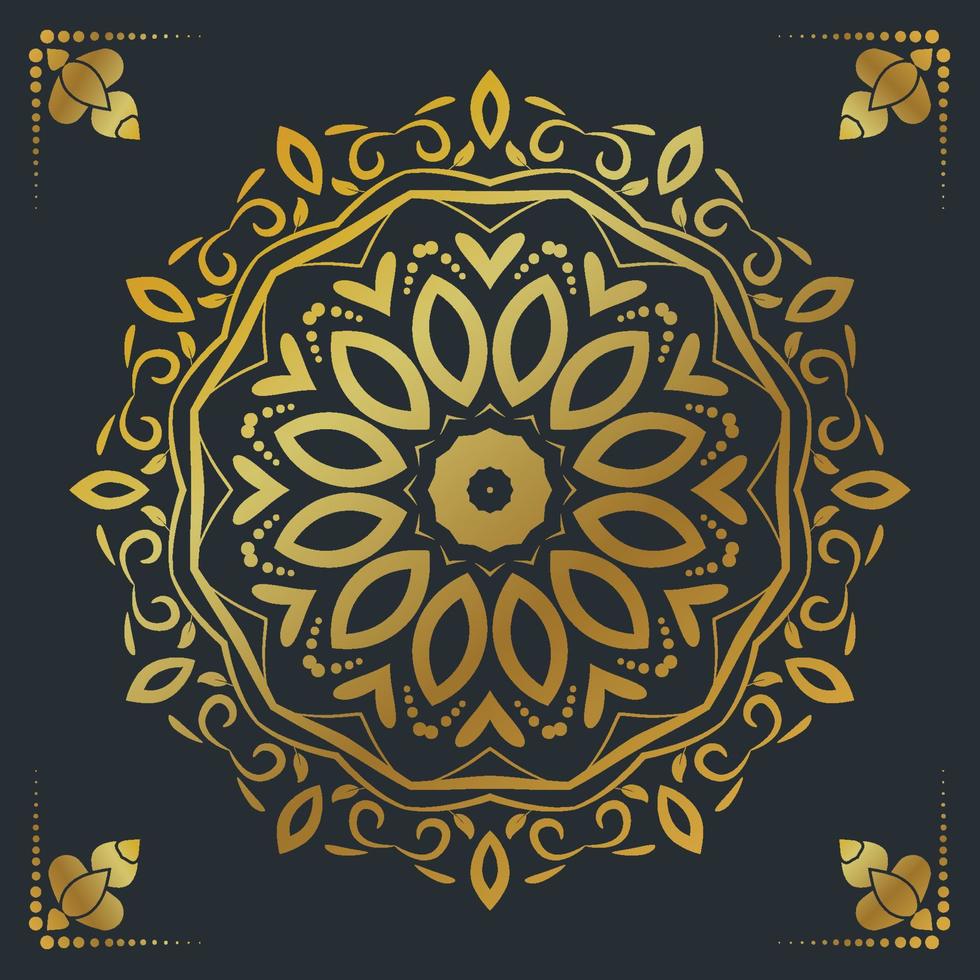 Luxus Zier Mandala Design Hintergrund in Goldfarbe vektor