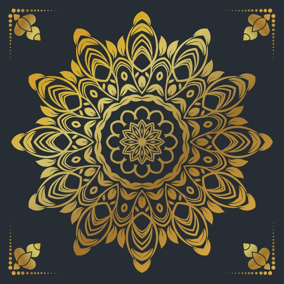 Luxus Zier Mandala Design Hintergrund in Goldfarbe vektor