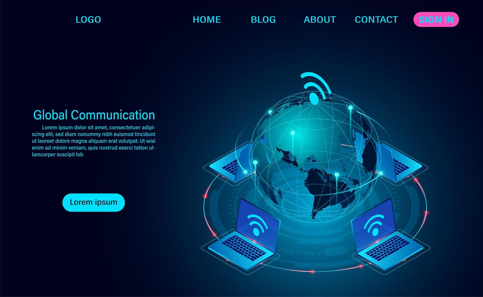 Globales Kommunikations-Internet-Netz um den Planeten vektor