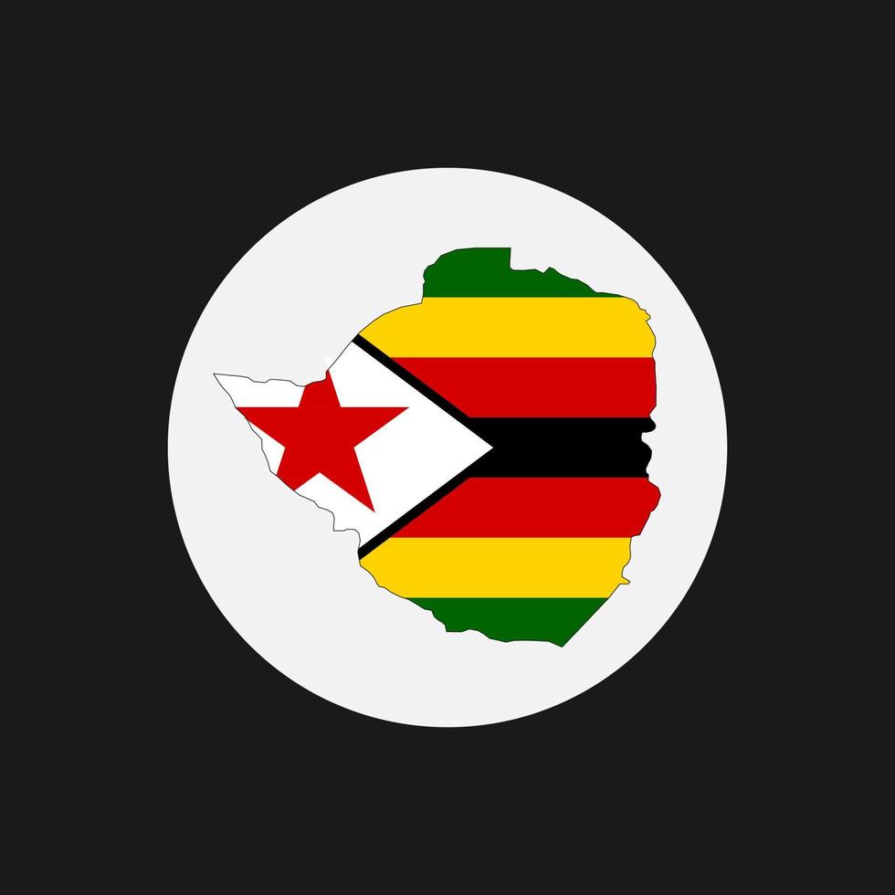 Simbabwe Karte Silhouette mit Flagge auf weißem Hintergrund vektor