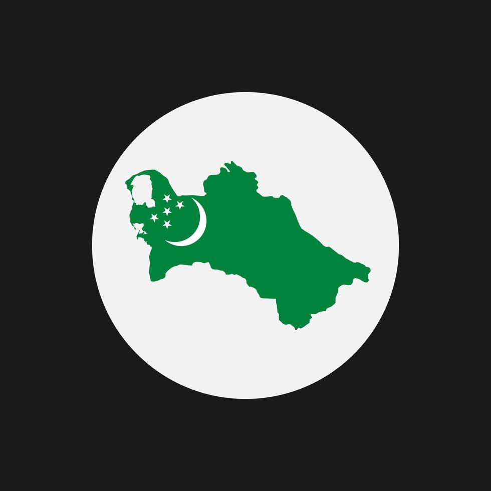 Turkmenistan Kartensilhouette mit Flagge auf weißem Hintergrund vektor