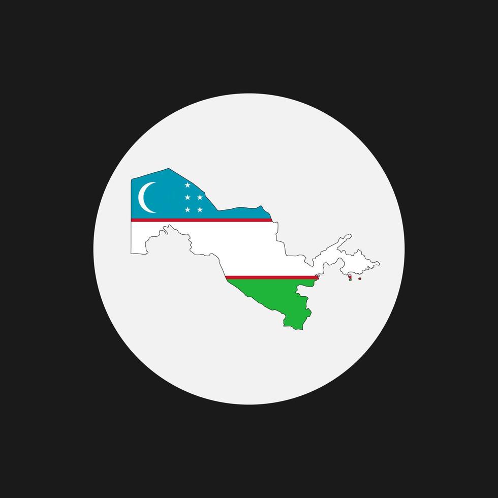Usbekistan Karte Silhouette mit Flagge auf weißem Hintergrund vektor