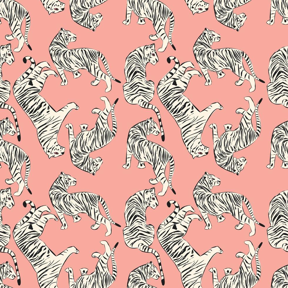 Handritad tiger sömlös mönster vektor