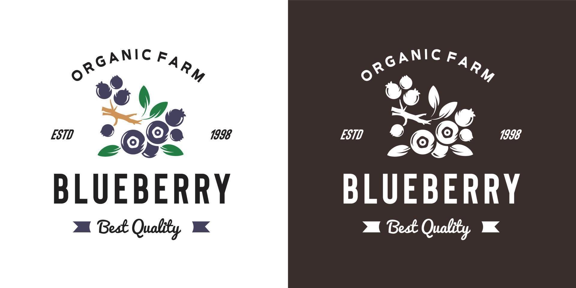 vintage blåbär frukt logotyp illustration lämplig för frukt butik och frukt gård vektor
