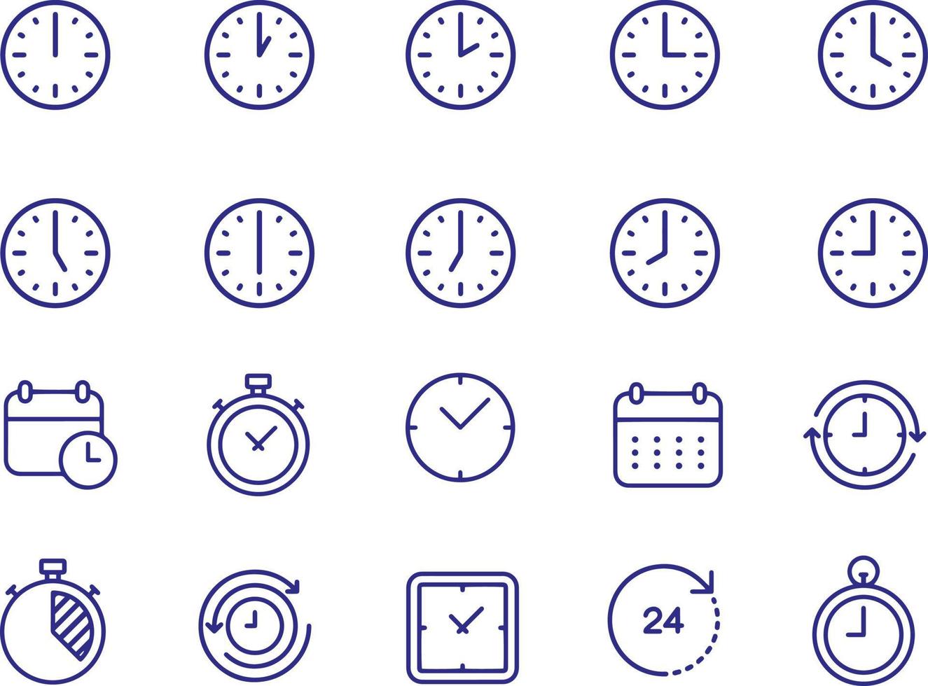tid och klocka ikoner vektor design