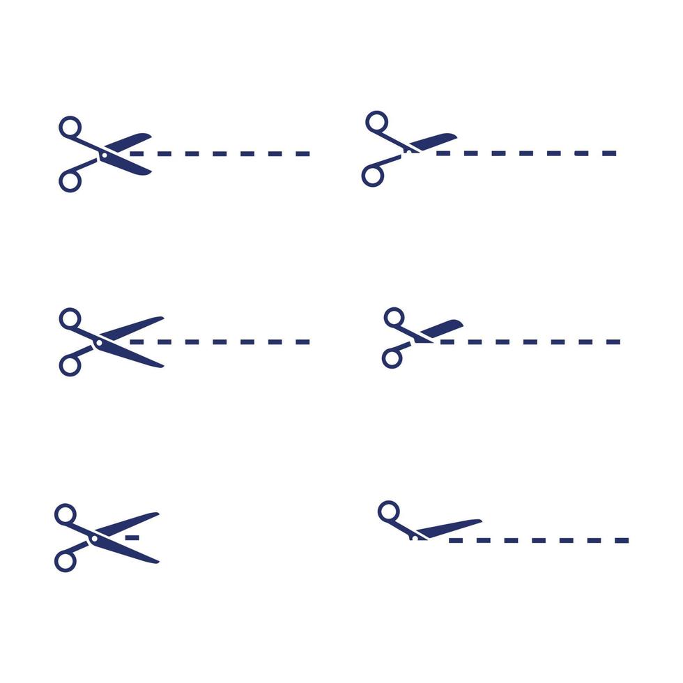 Schere mit Schnittlinien-Vektordesign vektor