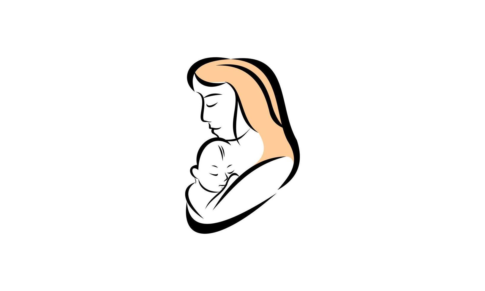 mamma med sin baby, mors dag logotyp vektor