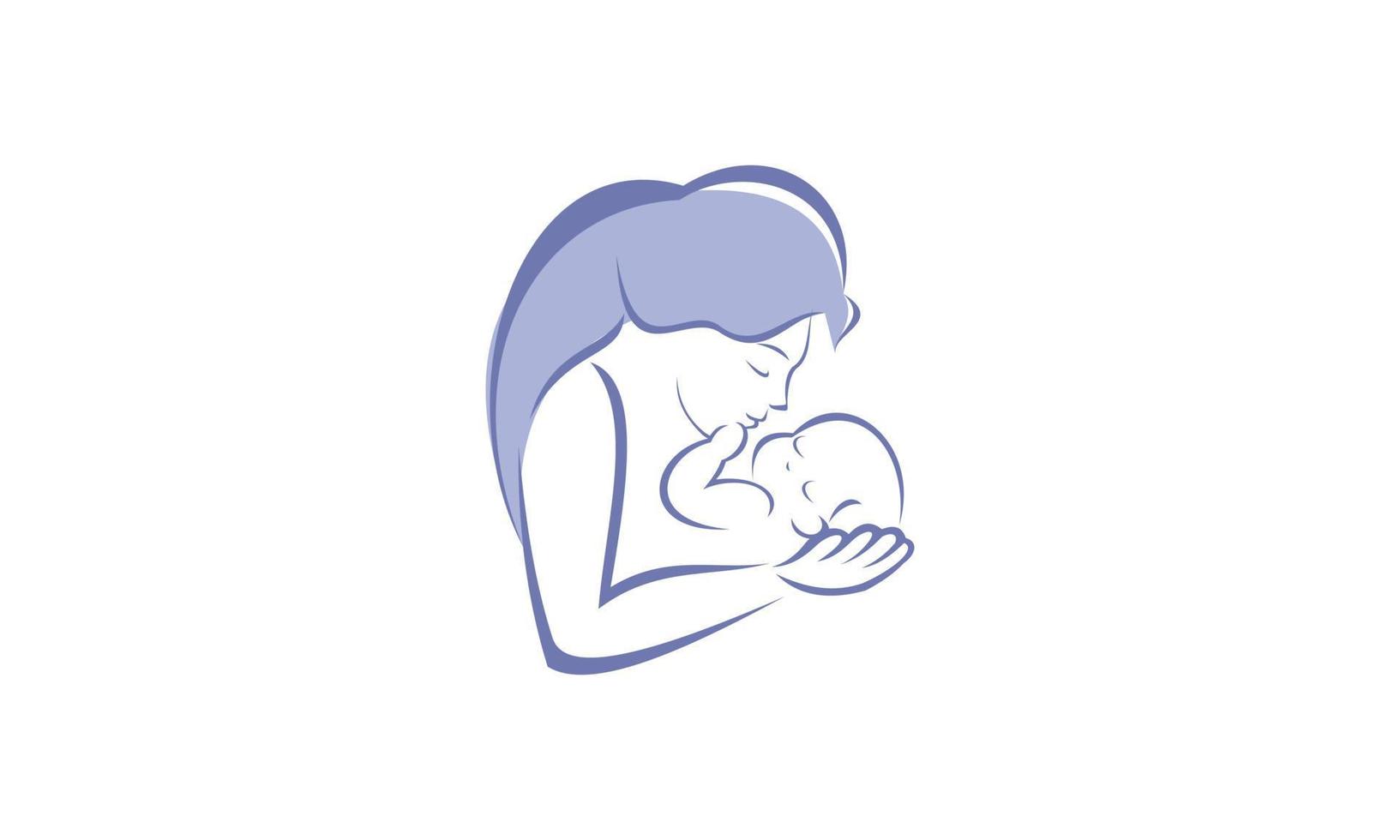 mamma med sin baby, mors dag logotyp vektor