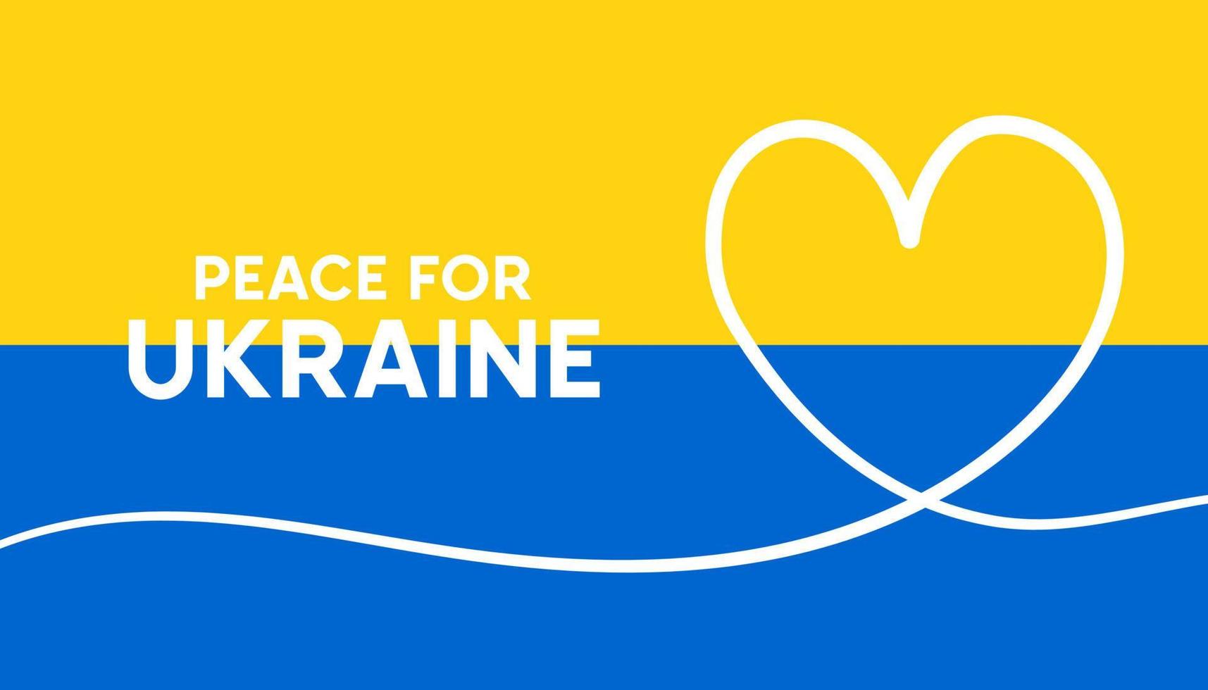 Frieden für die Ukraine auf ukrainischer Flagge und weißem Herzen. vektor