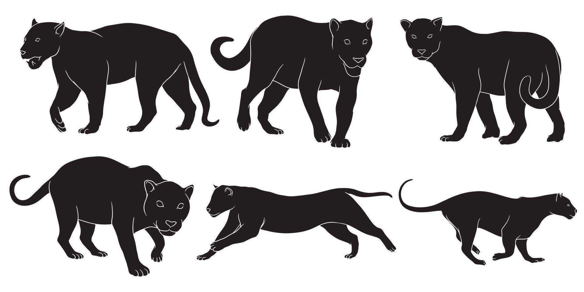 hand gezeichnete silhouette des jaguars vektor