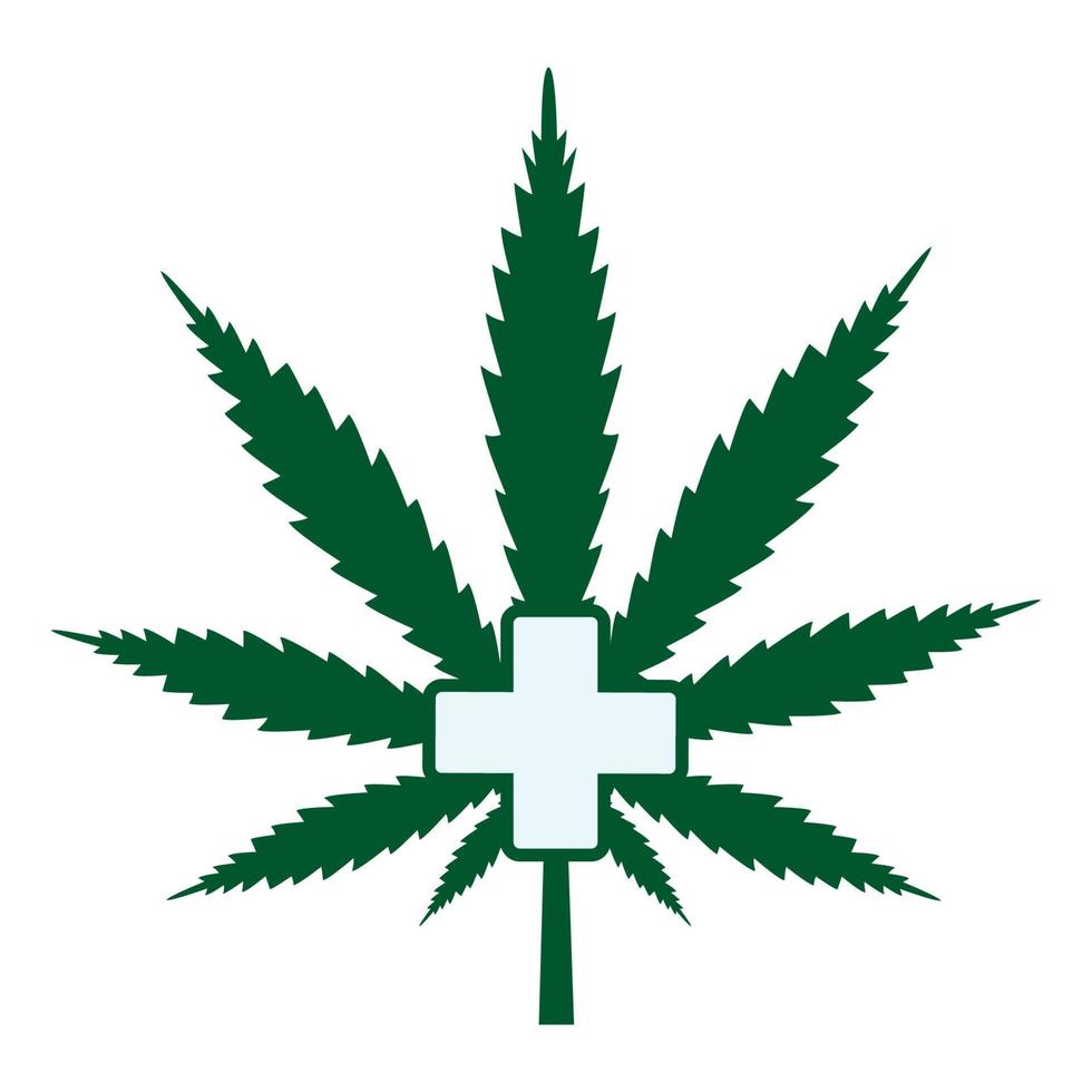 Cannabisblatt mit medizinischem Kreuz vektor