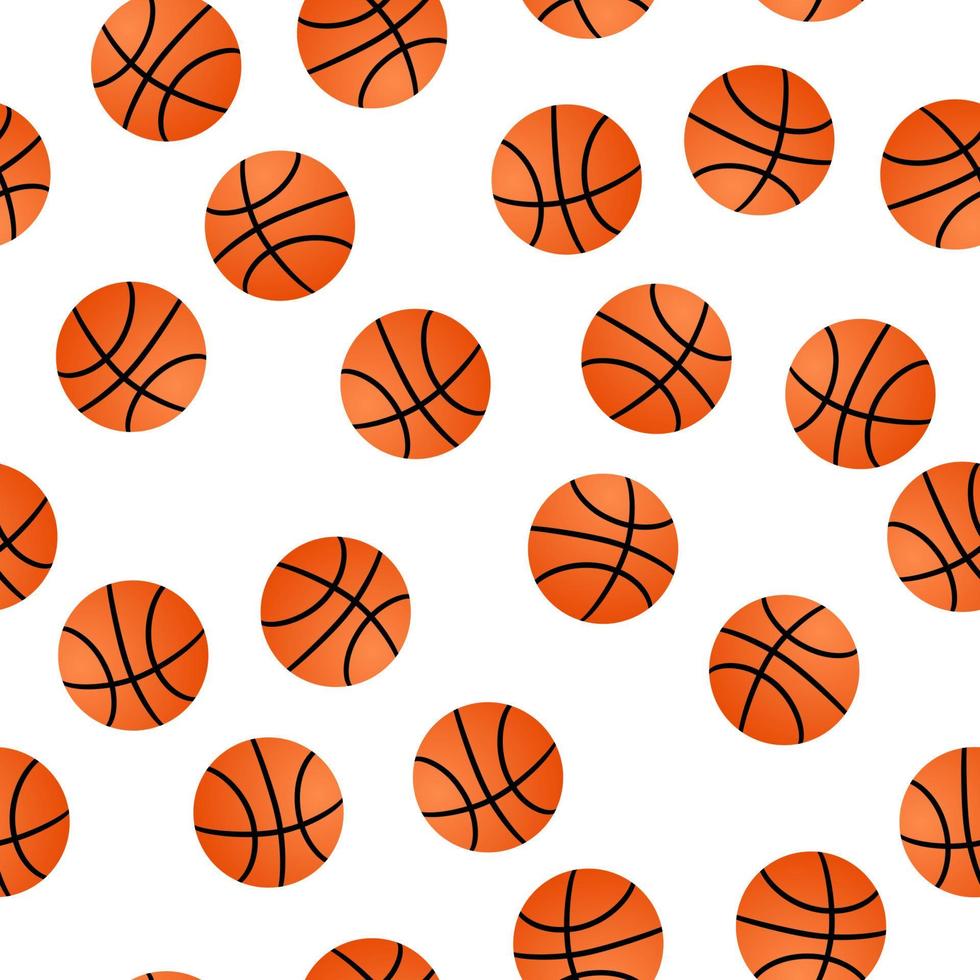 orange Korbbälle auf weißem Hintergrund. nahtloses muster des basketballs. Cartoon-Sport-Vektor-Illustration. einfach zu bearbeitende Designvorlage. vektor