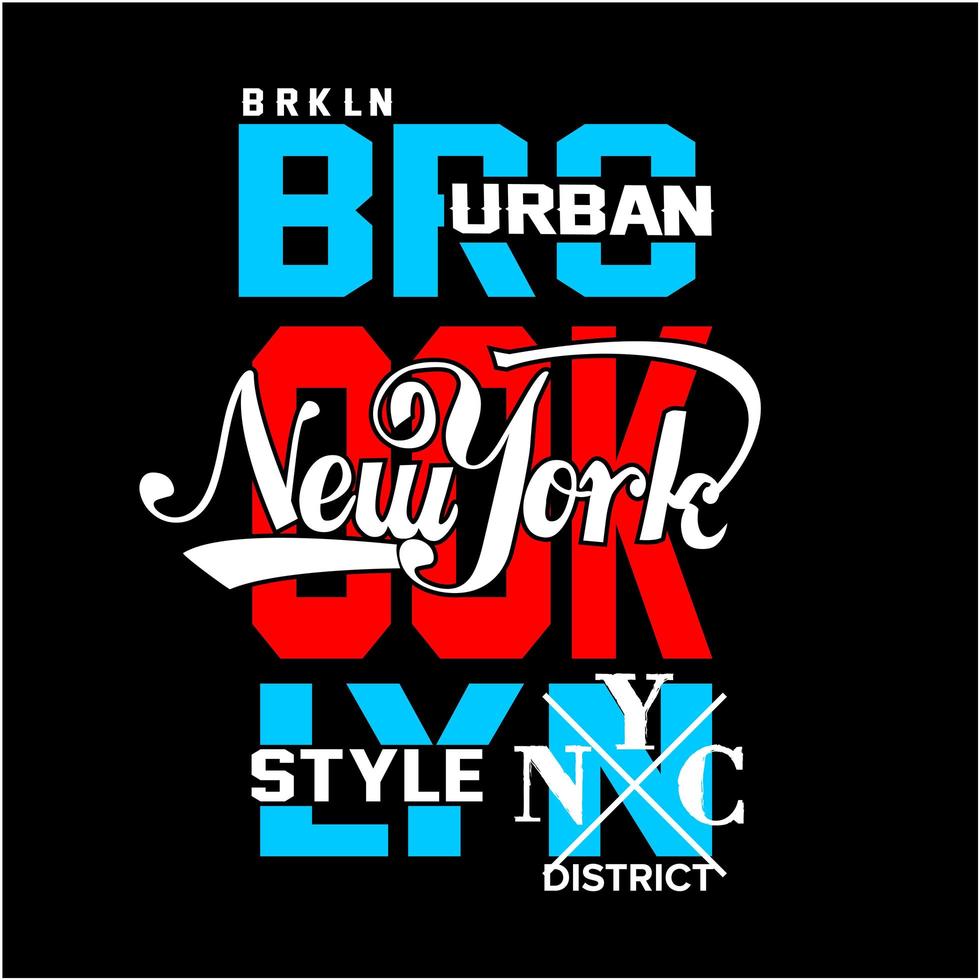 Brooklyn und New York Typografie Design vektor