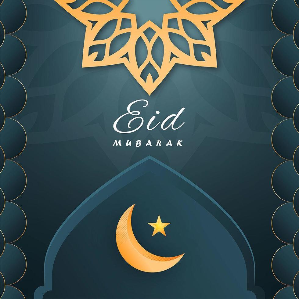 eid mubarak måne och stjärna i moqsue vektor