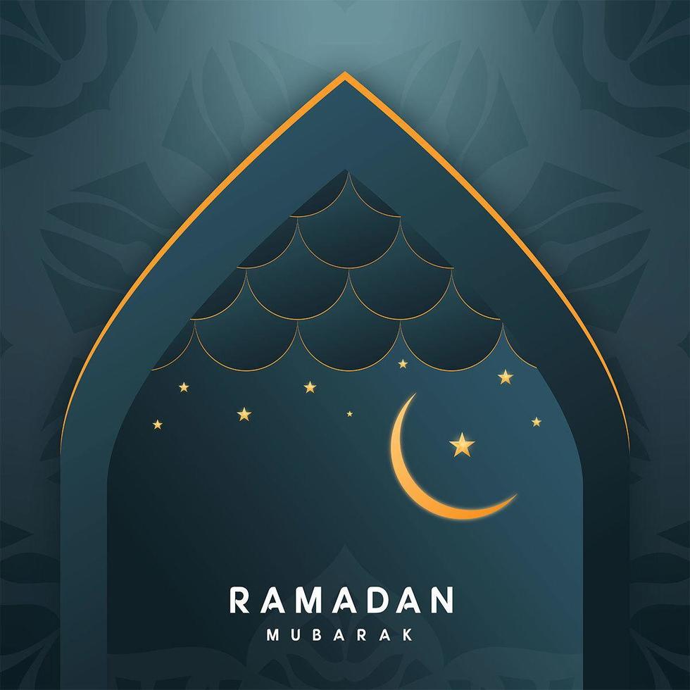 ramadan kareem hälsningar i archway vektor