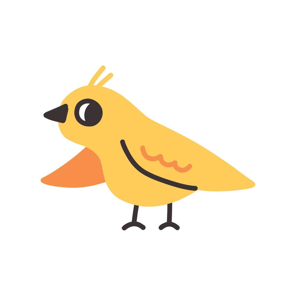 schöne gelbe Vogelhand gezeichnet vektor