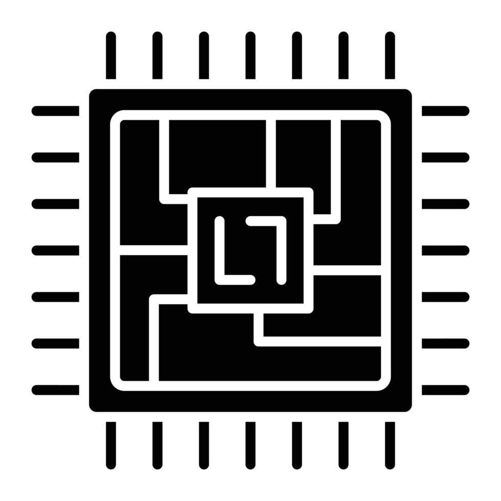 Mikrochip-Glyphen-Symbol vektor