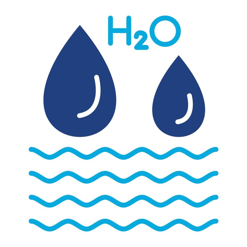 H2O-Glyphe zweifarbiges Symbol vektor