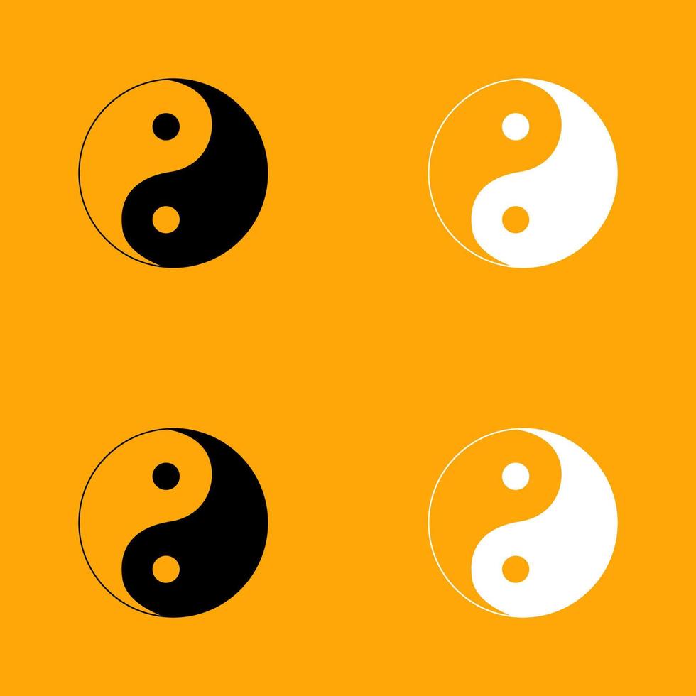 Yin-Yang-Symbolsatz Schwarz-Weiß-Symbol. vektor