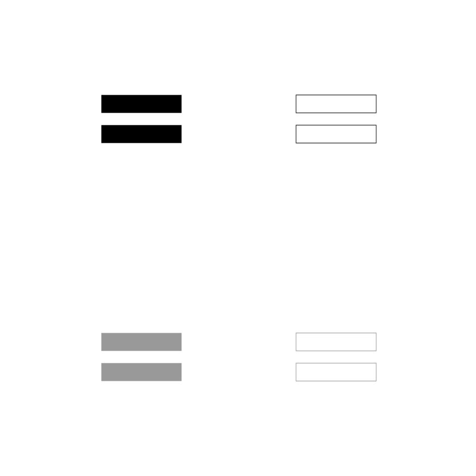 Zeichen gleichermaßen schwarz und grau Set-Symbol. vektor