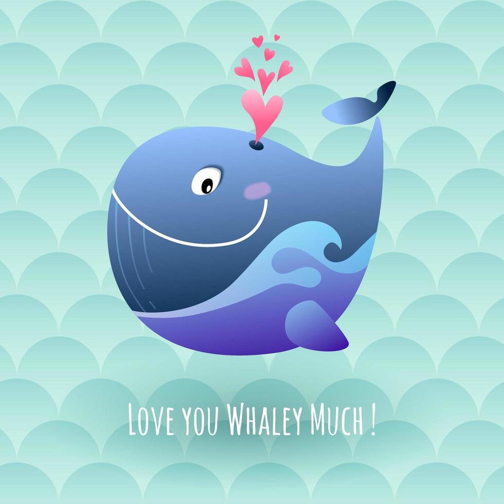 Glücklicher Meereswal bläst Liebesherzen vektor