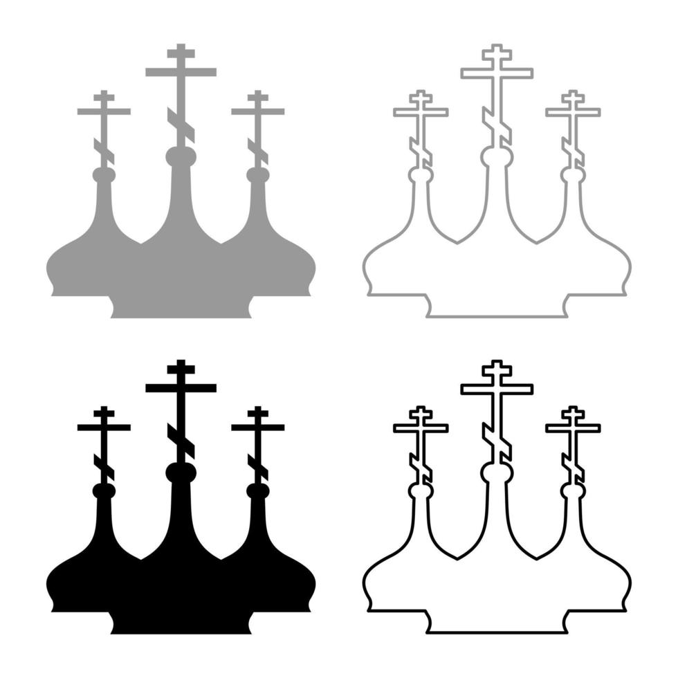 Kuppel der Kirche Set Symbol grau schwarz Farbe Vektor Illustration Bild solide Füllung Umriss Konturlinie dünn flach Stil