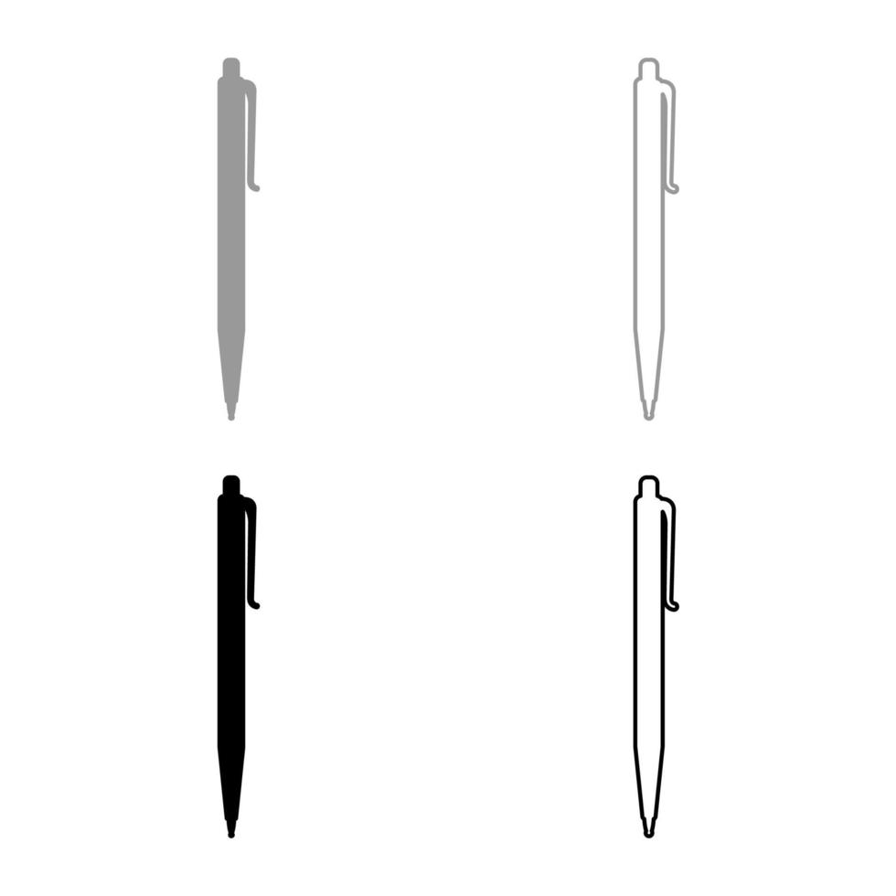 penna kulspetsuppsättning ikon grå svart färg vektor illustration bild fast fyllning kontur kontur linje tunn platt stil