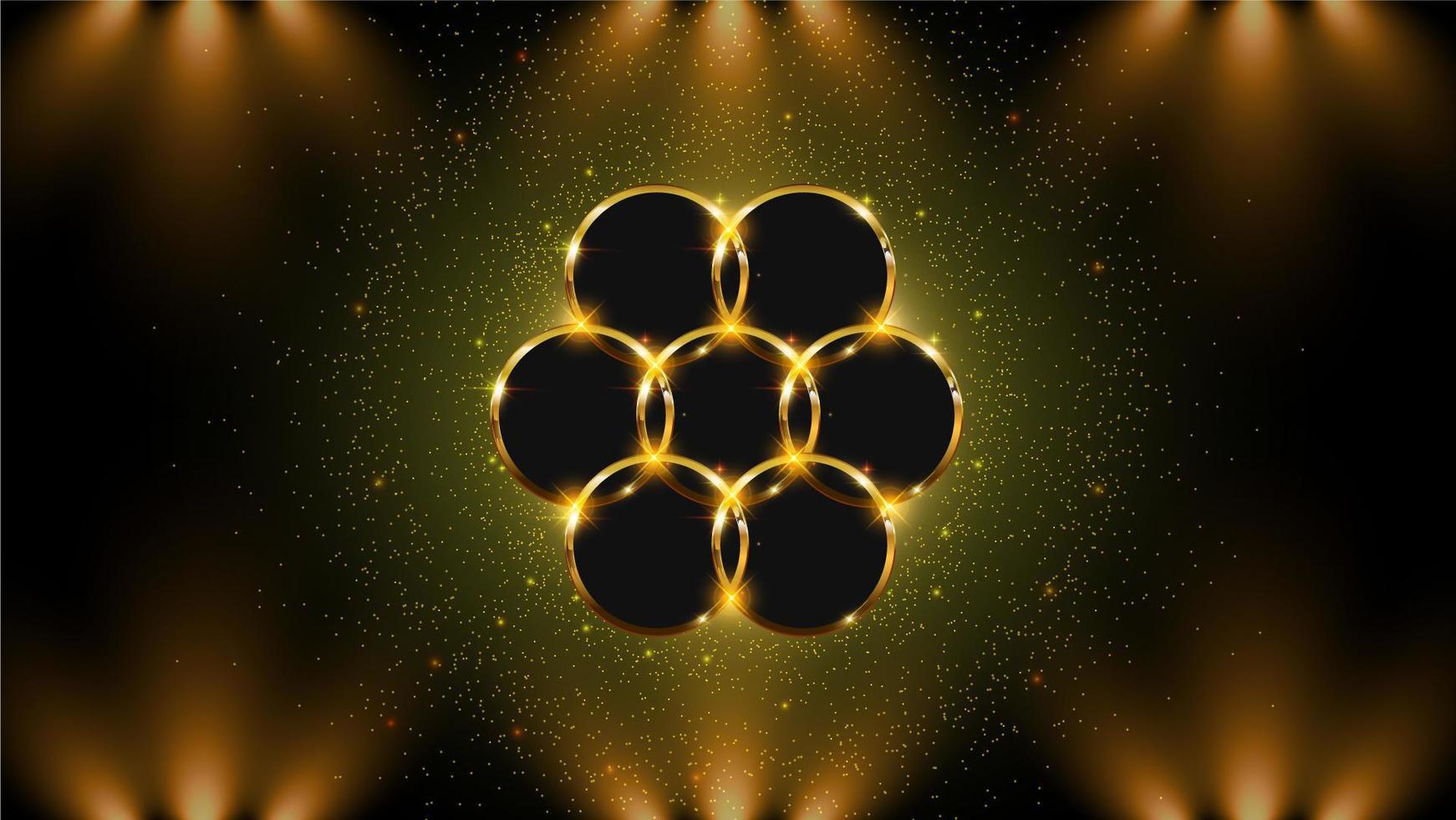 gyllene cirkel bakgrund med ljus vektor
