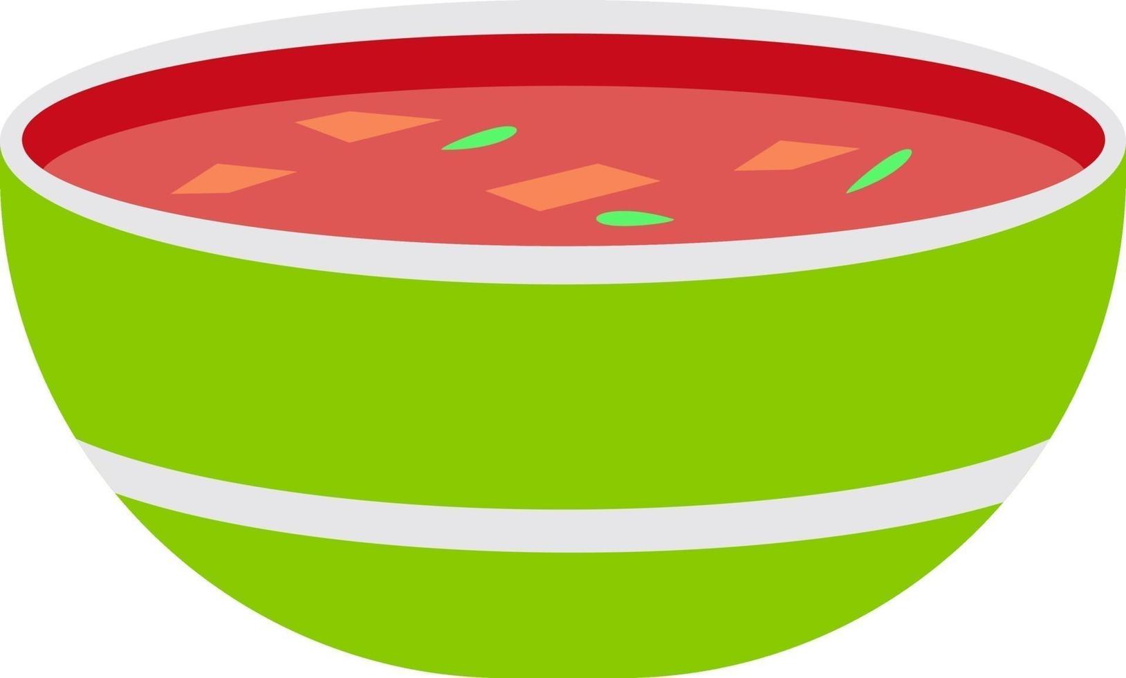 Schüssel Suppe, Illustration, Vektor auf weißem Hintergrund.
