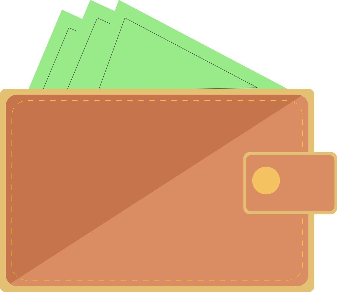 plånbok med pengar, illustration, vektor på en vit bakgrund.