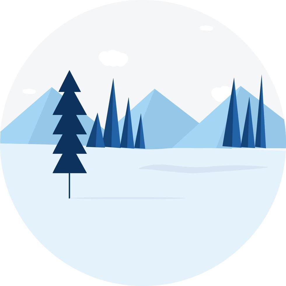 Winterlandschaft, Illustration, Vektor auf weißem Hintergrund.