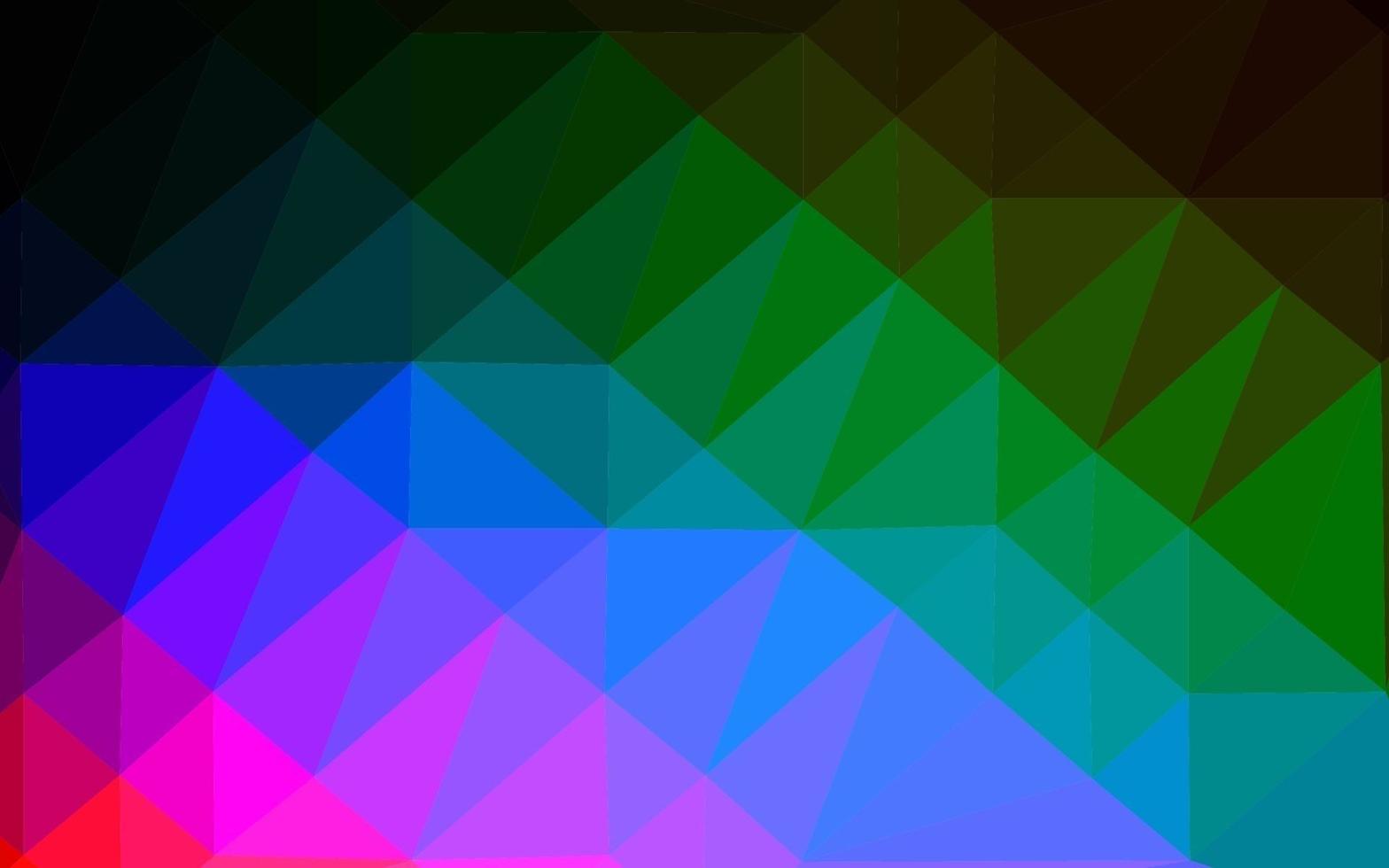 dunkles mehrfarbiges, abstraktes polygonales Layout des Regenbogenvektors. vektor