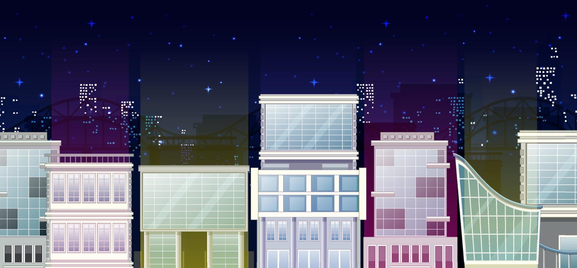 stadsbyggnadsvy på natten vektor