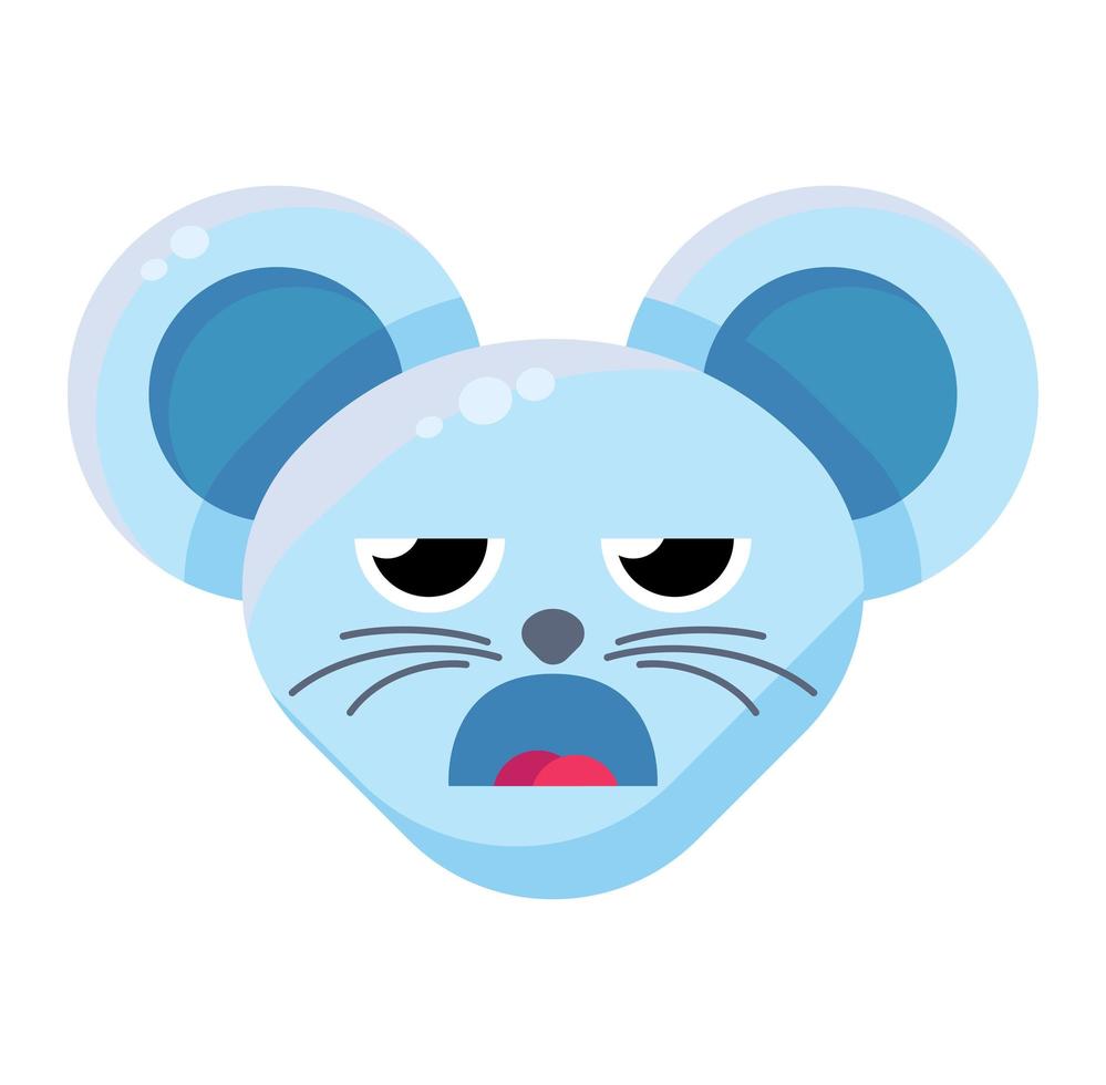emoji söt rolig djurmus tråkigt uttryck vektor