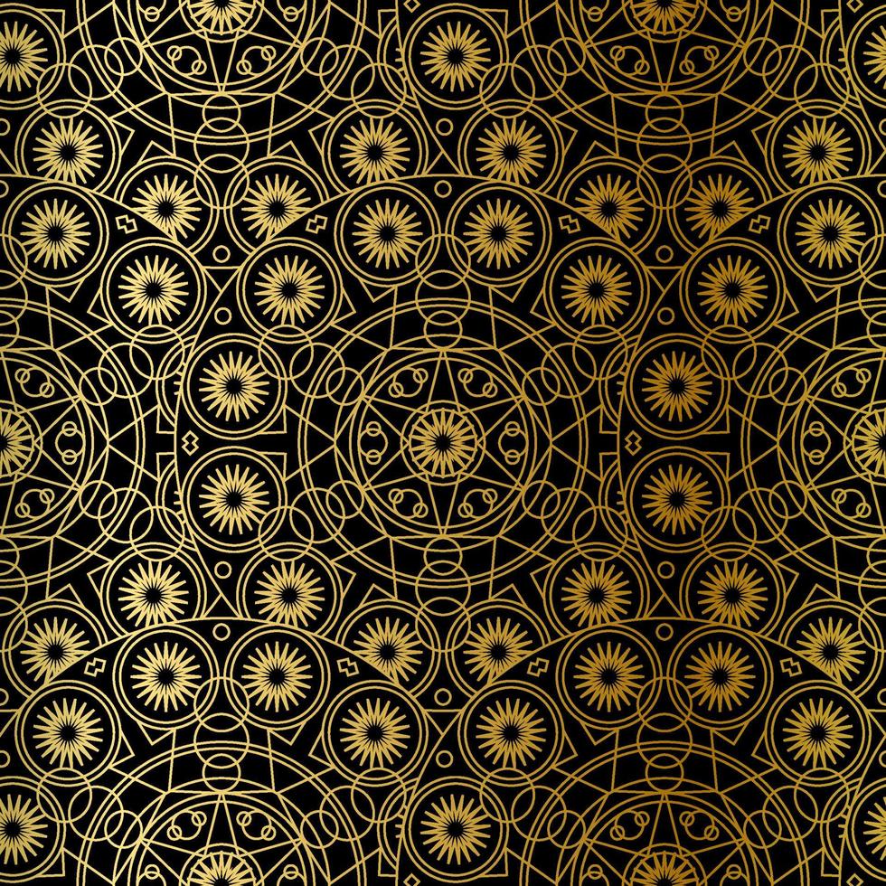 gyllene lyxkonst mandala boho sömlösa mönster vektor