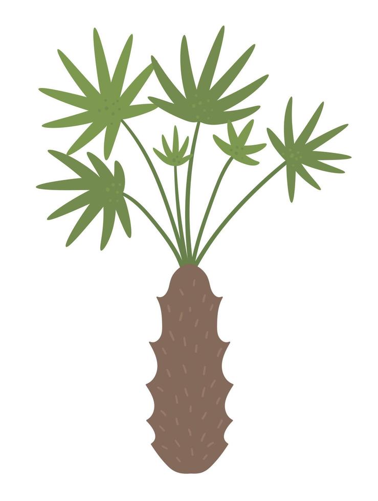 Vektor tropische Palme ClipArt. dschungellaubillustration. hand gezeichnete flache exotische pflanze lokalisiert auf weißem hintergrund. helle kindliche sommergrünillustration.