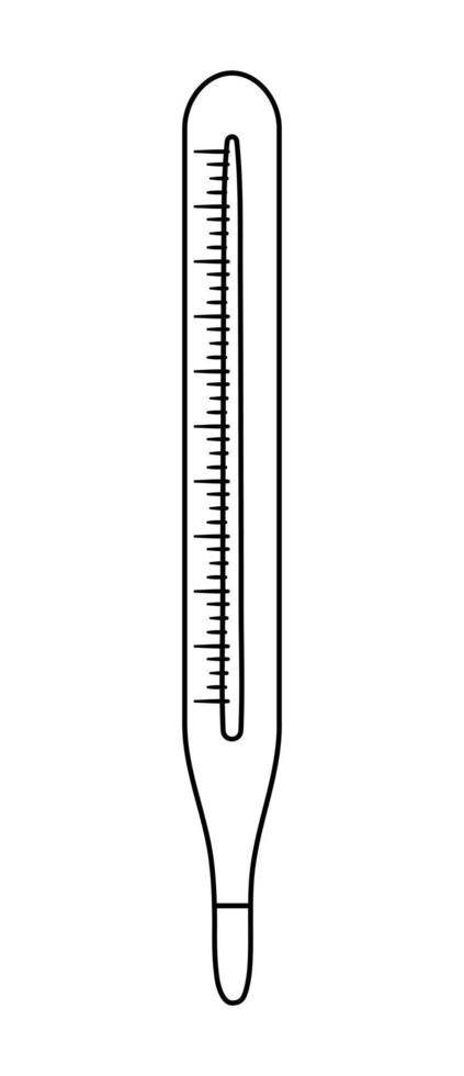vektor platt termometer ikon kontur. medicinsk utrustning line art bild isolerad på vit bakgrund. hälsovård, forskning och laboratoriekoncept. hälsokontroll eller behandlingsclipart