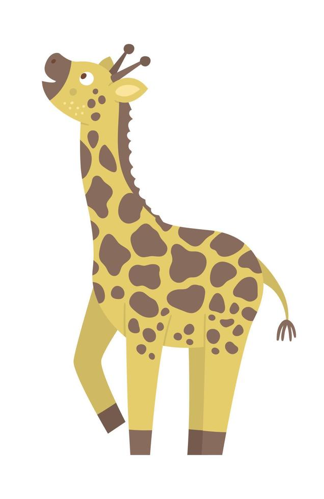 vektor söt giraff isolerad på vit bakgrund. rolig tropisk exotiska afrikanska djur illustration. ljus platt bild för barn. djungel sommar clipart