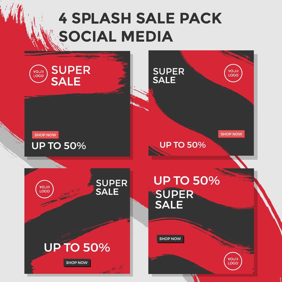 Social Media Banner im Red Splash Style Pack vektor