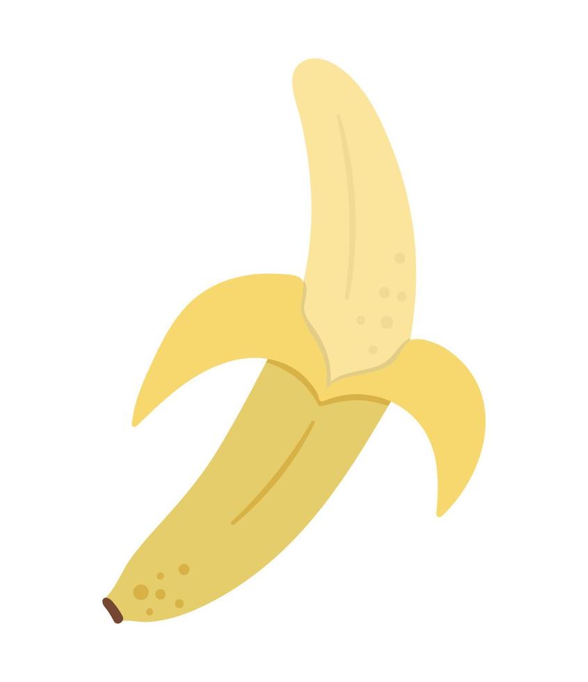 Vektor tropische Bananenfrucht ClipArt. dschungellaubillustration. hand gezeichnete flache exotische pflanze lokalisiert auf weißem hintergrund. helle kindliche gesunde sommerlebensmittelillustration.