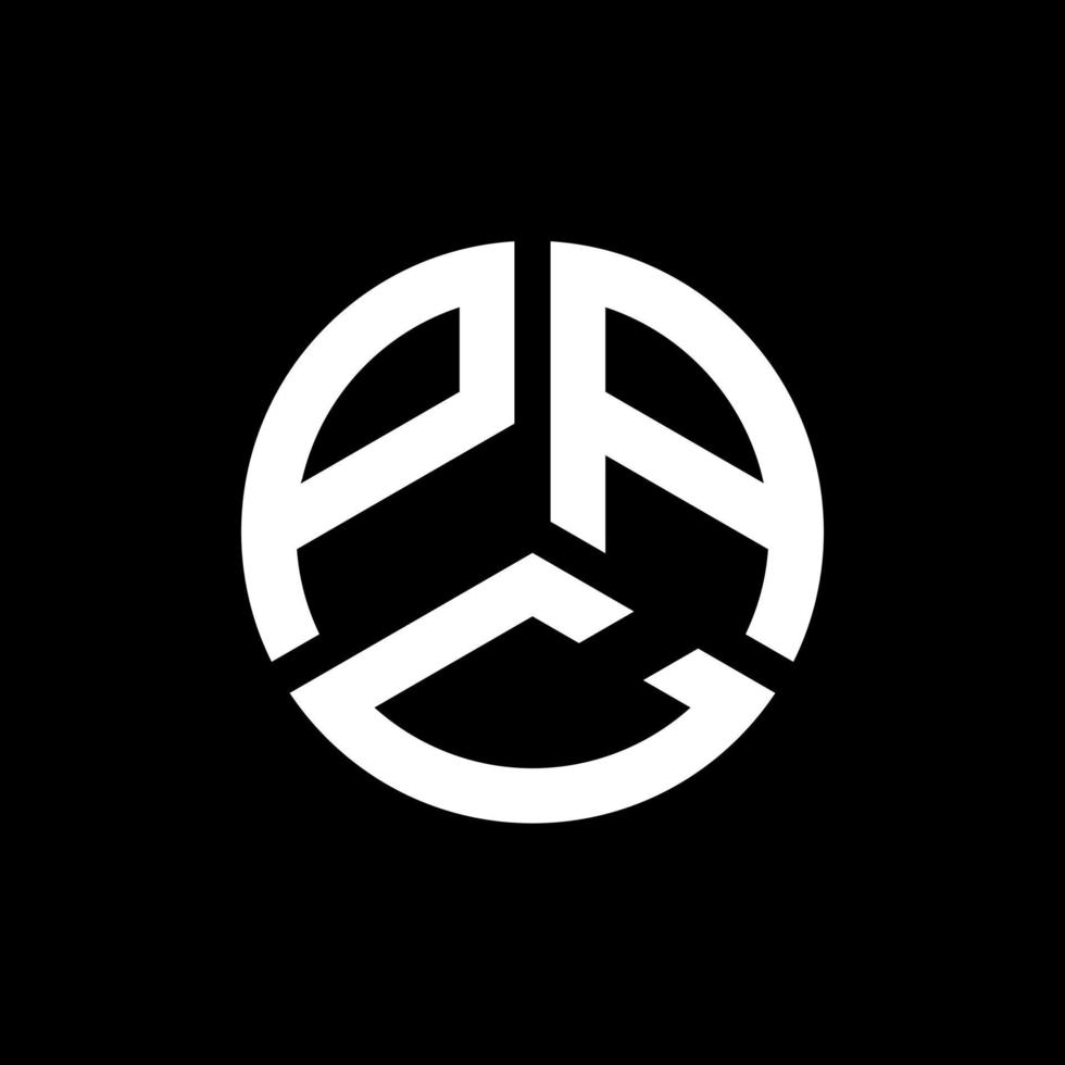 pac-Buchstaben-Logo-Design auf schwarzem Hintergrund. pac kreative Initialen schreiben Logo-Konzept. pac-Briefgestaltung. vektor