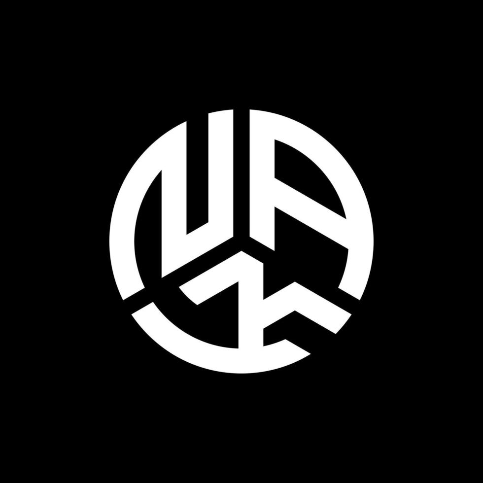 nak-Buchstaben-Logo-Design auf schwarzem Hintergrund. nak kreative Initialen schreiben Logo-Konzept. Nak-Briefgestaltung. vektor