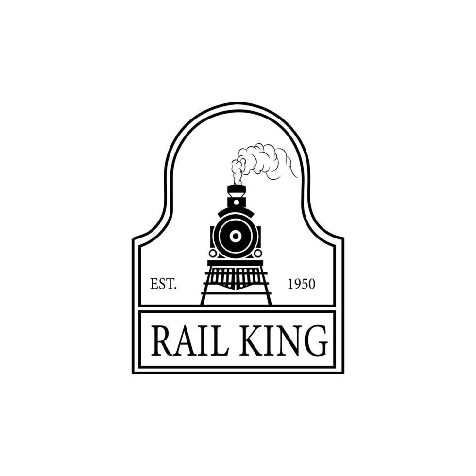 Rail King Train Vintage-Logo-Lokomotive vektor